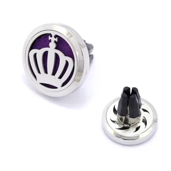 

2016 New 30mm Stainless Steel Four Clip Tiara Different Patterns Aromatherapy/Essential Oil Diffuser Perfume Locket Clip for Car