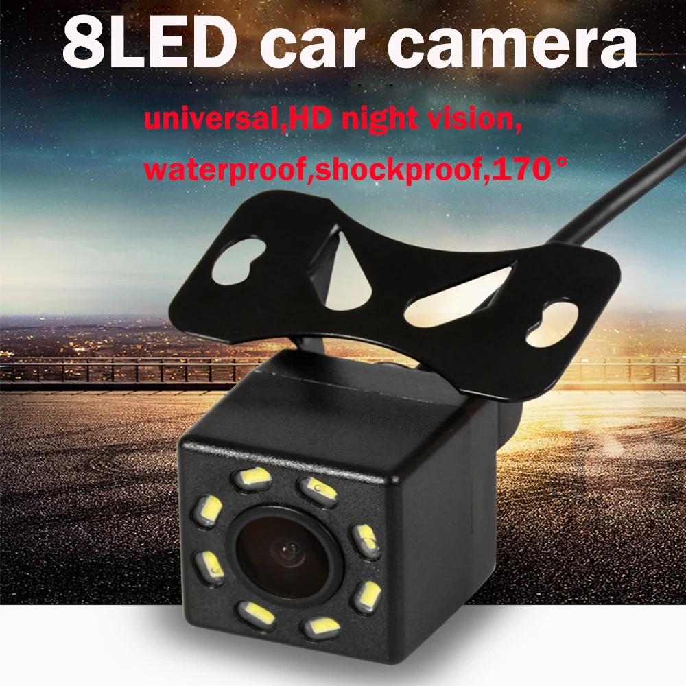 

12V 8LED Lights Car HD Night Vision Reversing Camera 170 Degree Wideangle Universal Rear View Camera Waterproof IP68 For Car DVD