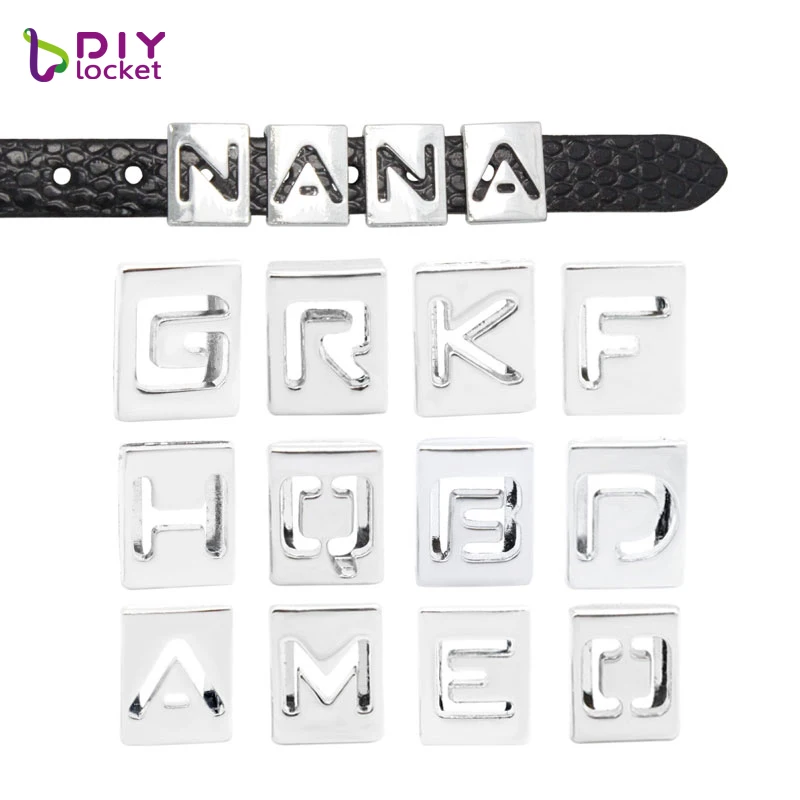 8 мм полые скользящие буквы подвески &quotN Z (10 шт./лот) diy Алфавит Fit браслет и LSSL010 N