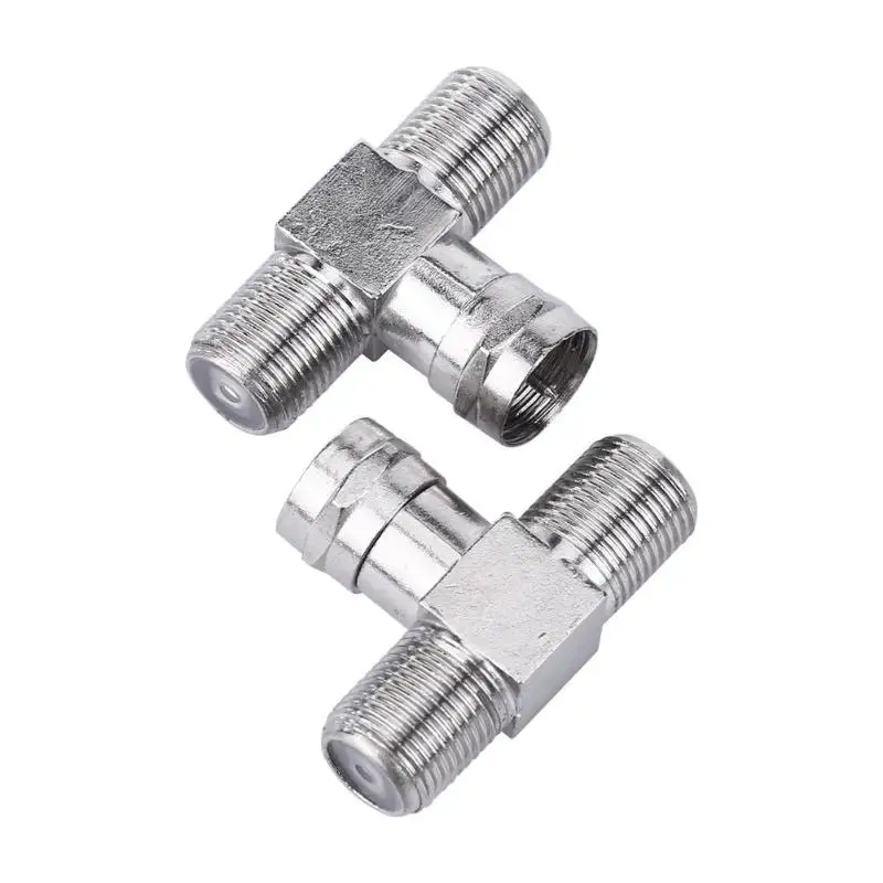 

ALLOYSEED 2pcs Zinc Alloy Audio Video Splitter Plug Adapter F Male to 2F Female Converter Connector
