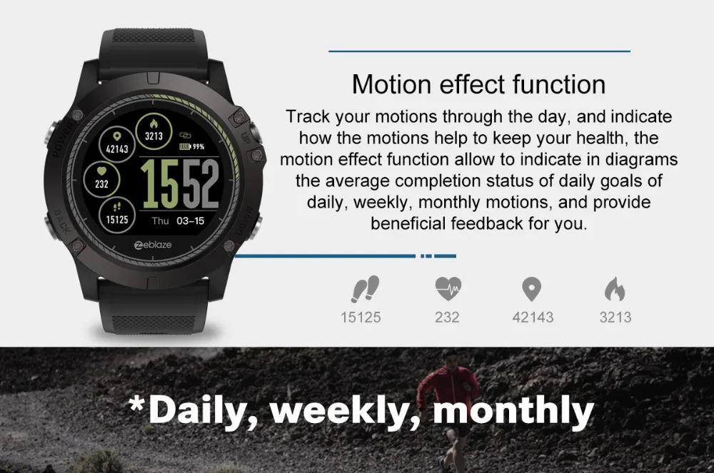 Original Zeblaze VIBE 3 HR Smartwatches Run Route Tracking GreenCell Heart Rate Monitor Smart Watch Sports Watches Male Female (8)