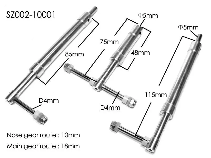 Anti Vibration Landing Gears For Class 40 60 Airplane Shock Absorbing 3PCS Set SZ002 10001