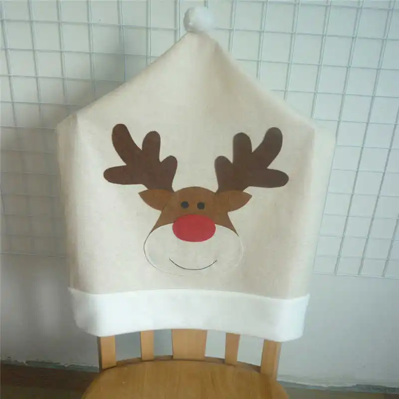 4Pc Christmas Chair Covers Elk Brown Hat For Xmas Party Dinner Decor Home Kitchen Decoration Ornaments Supplies #2n5 (6)