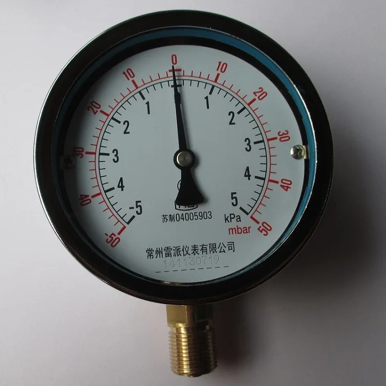 Pressure vacuum bellows table + 5KPA + 50mbar diaphragm pressure gauge