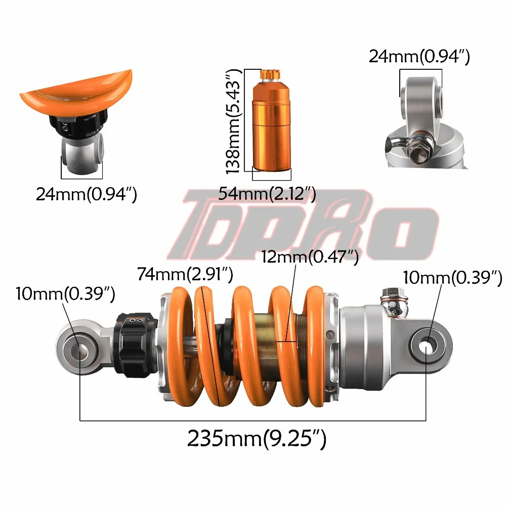 TDPRO 205 мм 235 мм 260 мм 265 мм мотоциклетная подвеска задний амортизатор для Kawasaki LC135 150 Yamaha Go Kart Quad Dirt Pit Bike