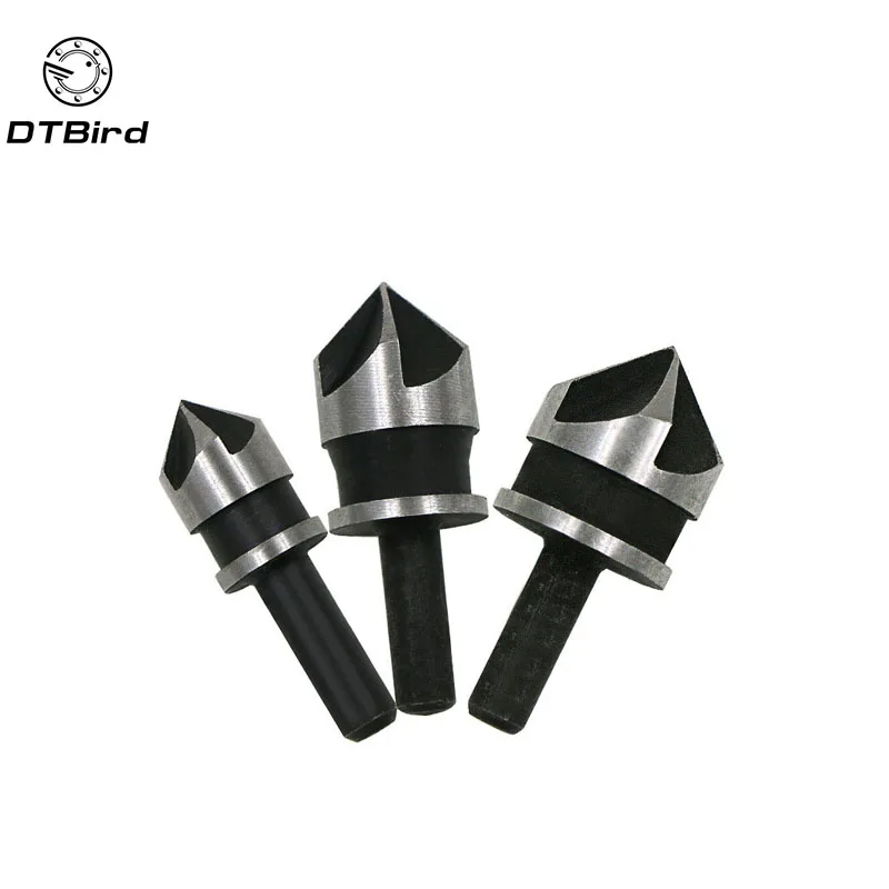 3Pcs 90 Degree 1/4 Hex Shank Countersink Drill Bit 5 Flute 12-19mm Woodworking Chamfer Counter Sink Chamfering Debur Tool Set |