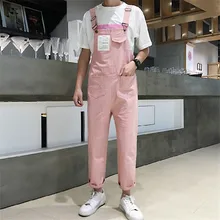 Европейская и американская мода уличный хип-хоп стиль джинсы для пары нагрудник мужской размера плюс комбинезоны повседневные Студенческие Брюки