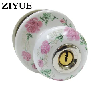 

Free Shipping Modern Style Pink Peony Flower Full Ceramic Ball Lock Pastoral