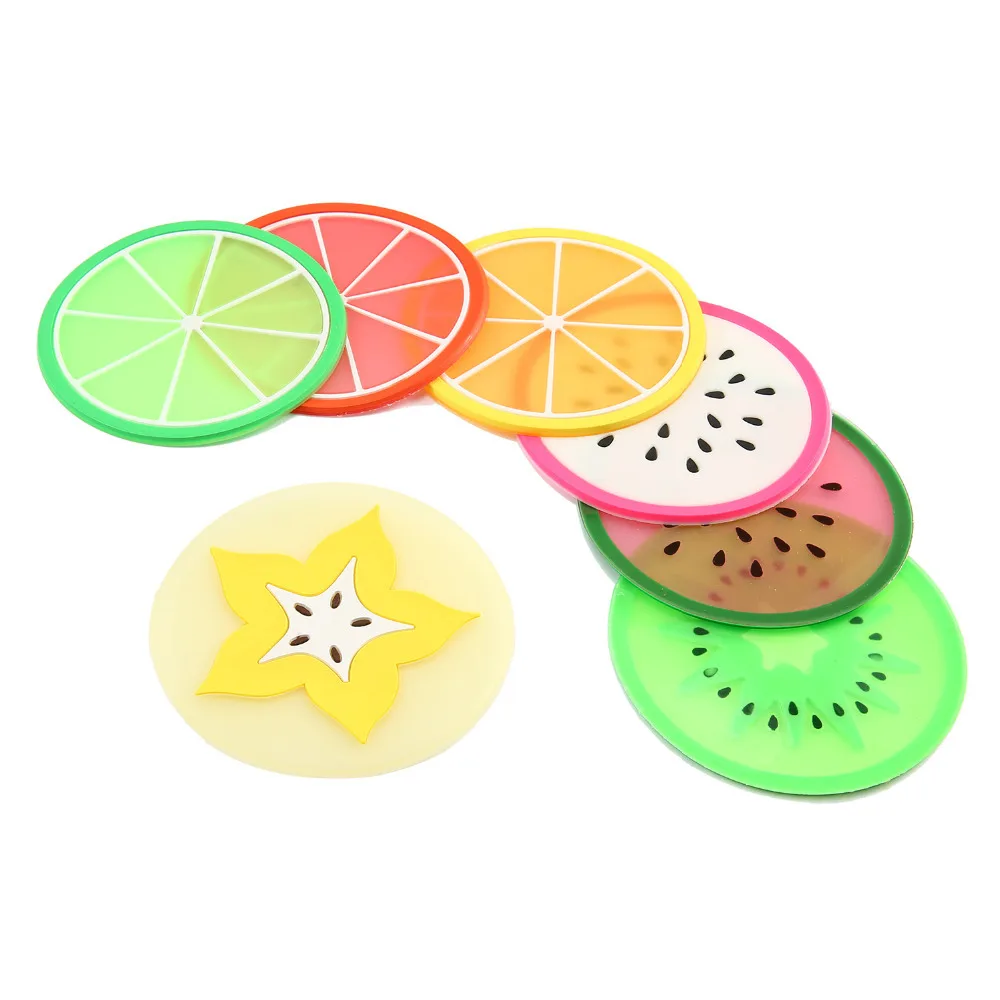 7 قطع مجموعة الملونة الفاكهة الوقايات تحديد الموقع غير زلة القهوة القدح كأس حصيرة منصات حامل الشراب الجدول المفارش مكتب اكسسوارات المطبخ