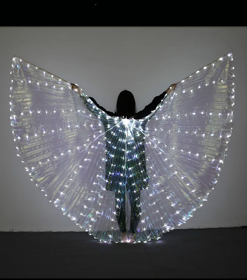 Ruoru Led Isis крылья с держателями, аксессуары для танца живота, реквизит для сцены, блестящие Светодиодные Крылья, открытые, 360 градусов, Клубные