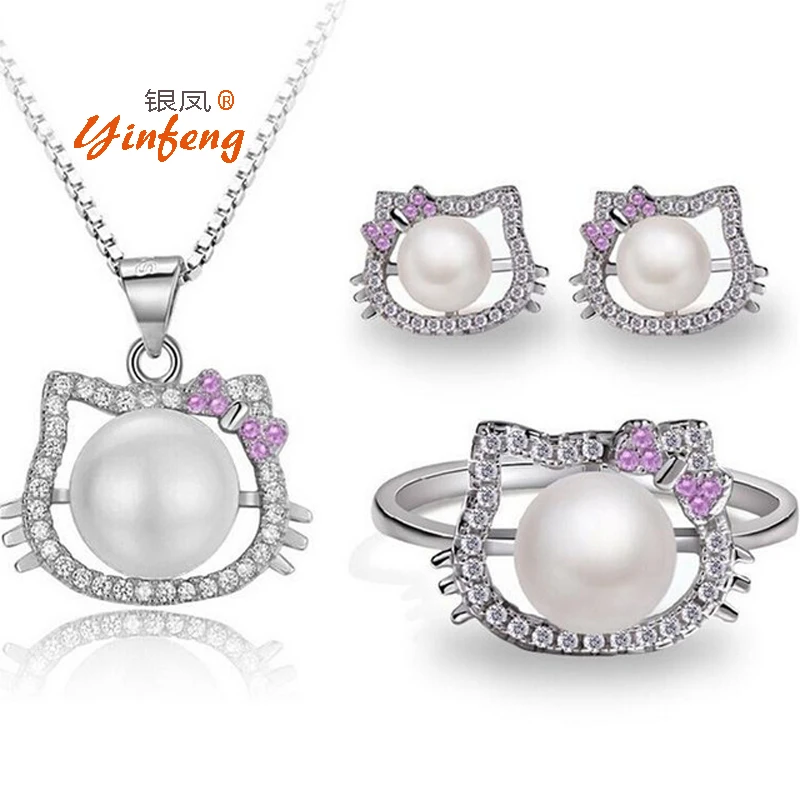 

2015 new angel wings pearl jewelry sets natural lady's party jewelry pearl sets