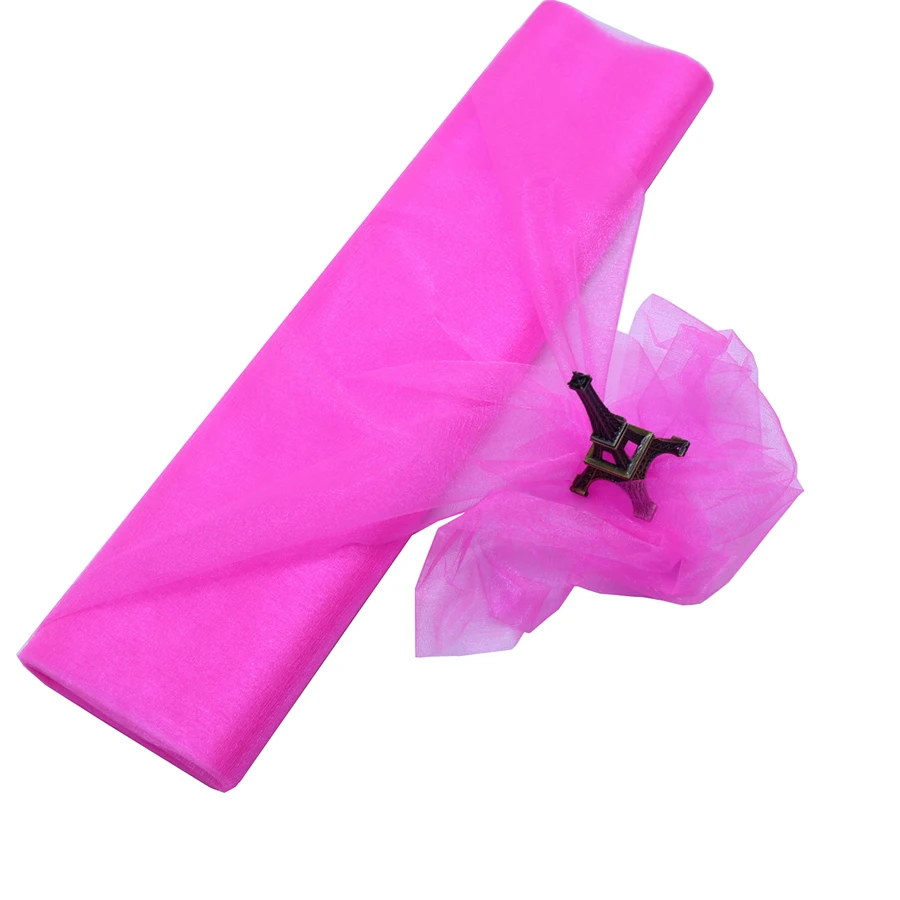 5meter Organza Knot Wedding Chairs Cover Sheer Crystal Organza Tulle Roll Fabric for Wedding Party Decoration Organza Width 48cm