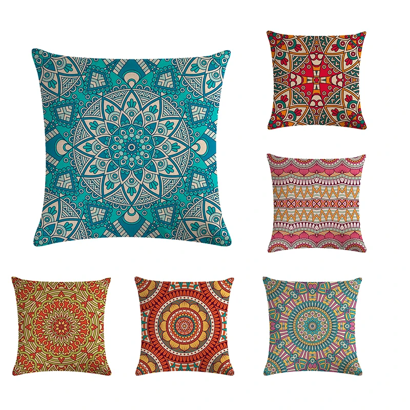 Colorful Decorative Cushion Cover Cotton Linen 45x45cm Throw Pillow Ethnic Style Pillowcase Home Office Sofa Decor | Дом и сад