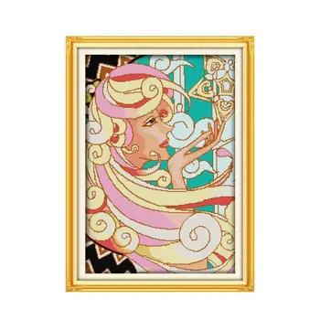 

Joy Sunday 11CT 14CT India cloth cross stitch kit urban beauty temptation fashion girl pure handmade decorative paintings