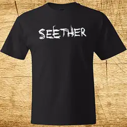 Новый SEETHER рок-группа логотип Для мужчин черный футболка Размеры S To3XL летняя футболка Новинка мультфильм футболка Повседневное печатных