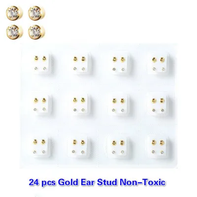 Ear Piercing Gun Set Safety Ear Nose Navel Body Piercing Gun Kit Set Professional Ear Piercing Tool with Ear Studs - Окраска металла: Gold Ear Stud