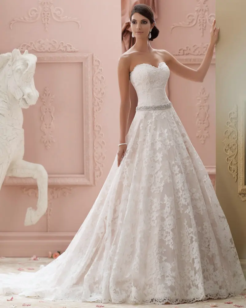 a line gown with tail