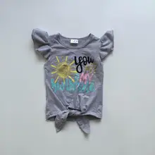 Футболка для маленьких девочек; летняя одежда; серые рубашки; футболки «you are my sunshine»