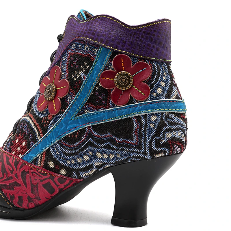 Socofy/Женские ботинки в богемном стиле в стиле ретро из натуральной кожи; ботильоны для женщин ручной работы с цветком; женская обувь; сезон осень-зима; коллекция года