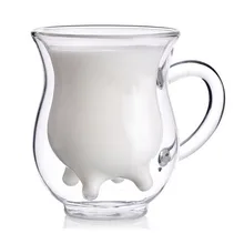 Creative Milk Glass Double Layer Wall Glass Cup Kids Heat-resistant High Borosilicate Glass Mark Mug Juice Coffee Tea Cups Gifts