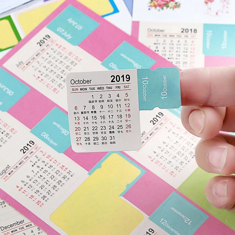 

2019 Year Calendar Time DIY Decorative Stickers Stationery,Fine Student Stickers For Diary Planner Notebook Set