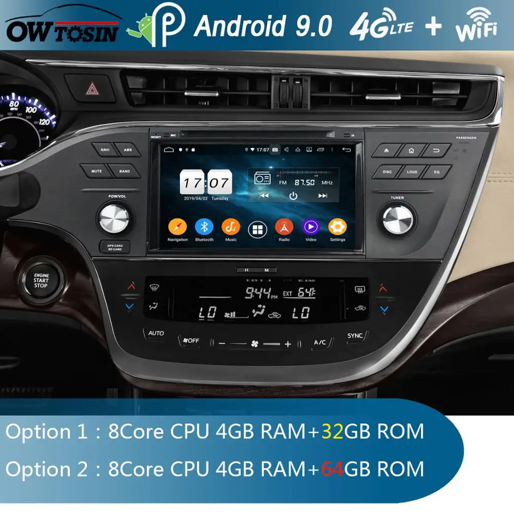 

8" IPS Octa 8 Core 4GB RAM+64GB ROM Android 9.0 Car DVD Radio GPS Navi For Toyota Avalon 2014-2018 DSP CarPlay Parrot BT Stereo