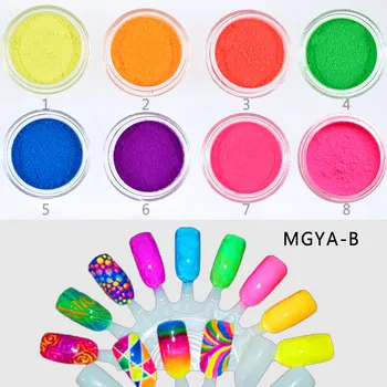 

Bright! 8 jars/set Neon Pigment Fluorescence Effect Gradient Nail Neon Powder Gradient Pigments Dust DIY UV Gel Nail Decorations
