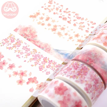 

Mr Paper 8 Designs 20mm*7m Pink Sakura Cherry Blossom Bullet Journaling Washi Tapes Scrapbooking DIY Decoration Masking Tapes