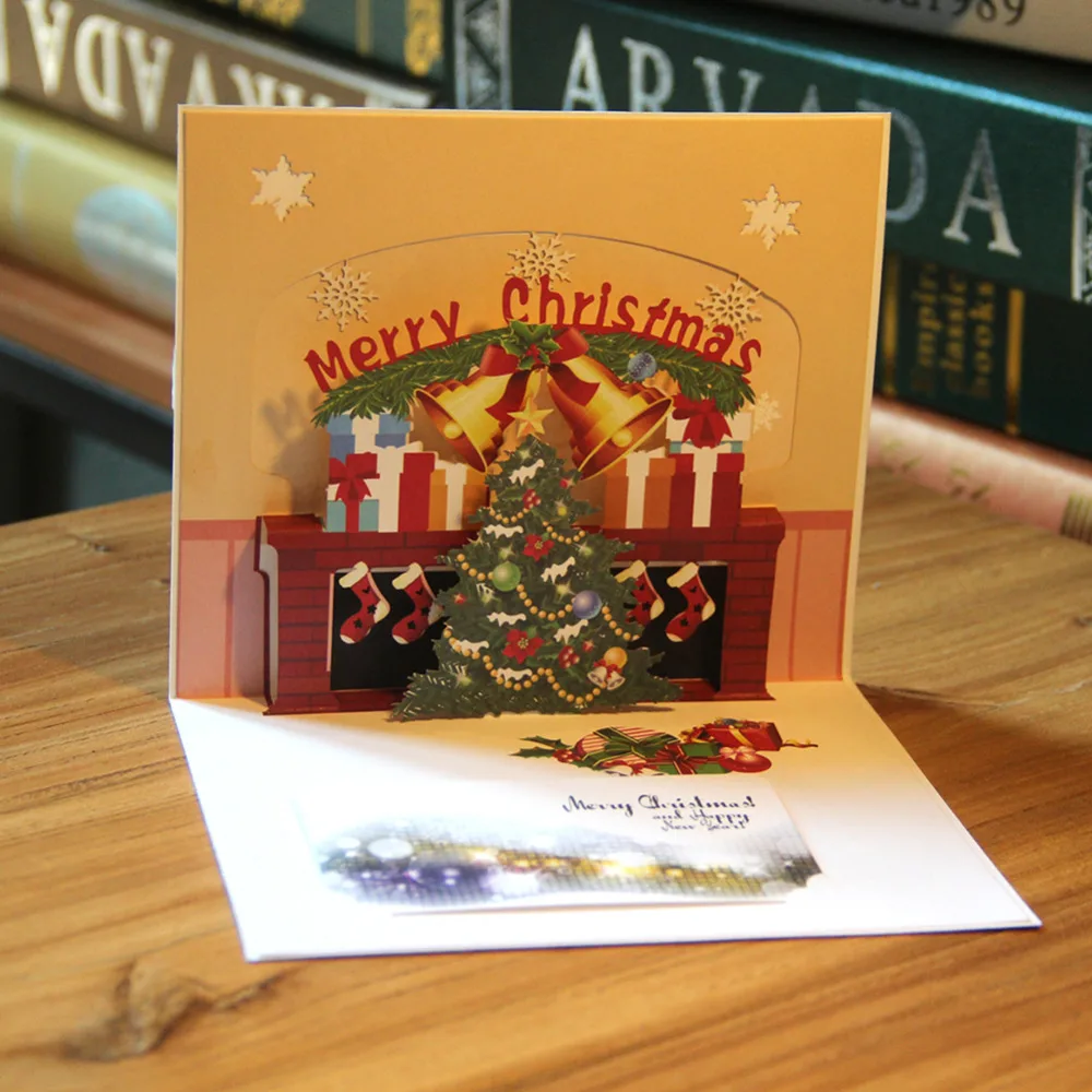 

Colorful Printing Christmas Tree Pop Up Christmas Card Paper Craft Happy New Year Merry Christmas Gift(5 Design)