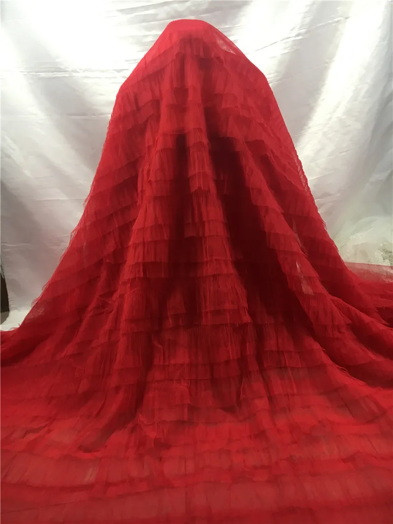 

Red color 5yards new arrive embroidered tulle lace fabric for sawing bridal wedding dress BZL-102448