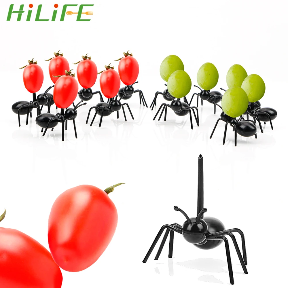 

HILIFE 12pcs/set Kawaii Ant Fruit Fork Reusable Food Grade ABS Multiple-use Tableware Snack Cake Dessert Forks Fruit Fork