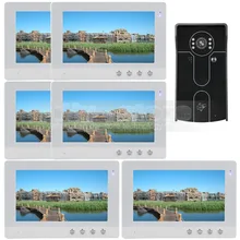 DIYSECUR 10 inch Video Door Phone Video Intercom Doorbell Home Security System RFID Camera IR Night Vision 1 Camera 6 Monitors