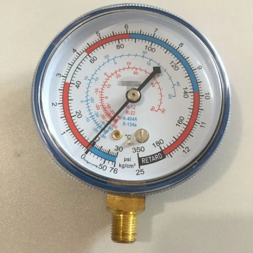 1/8 дюйма 70 мм синий манометр для трубопровода Freon A/C с низким давлением