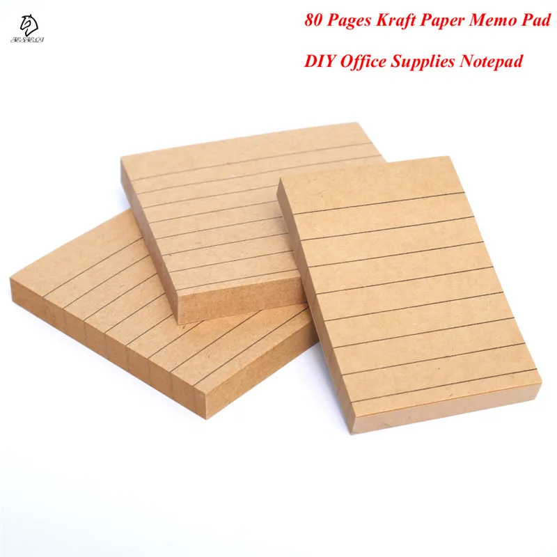 

High Quality Vintage Kraft Paper Memo Pad Sticky Notes 80 Pages School Supplies Self-Adhesive Stationery Notepad Bookmark
