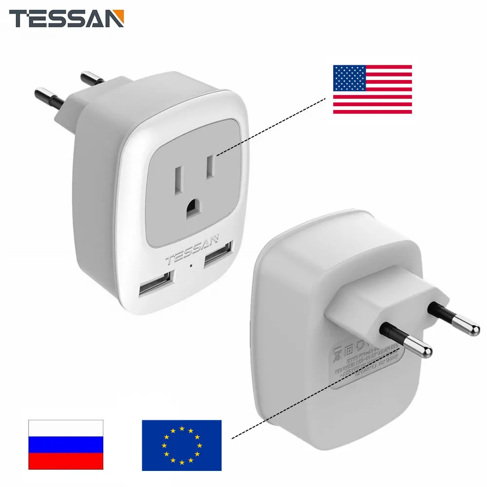 TESSAN Europe Travel Plug Adapter Universal Power Charger with USB