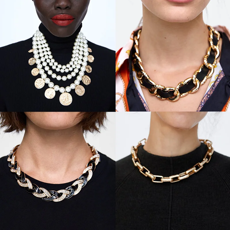 

FASHIONSNOOPS za Boho Maxi Metal Pendant Necklace For Women Trendy Statement Chokers Necklace Jewelry