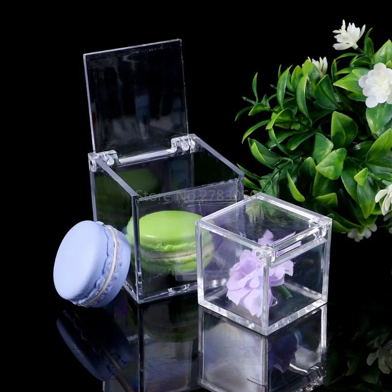 

Transparent Cube Wedding Favor Candy Box Plastic Transparent Clear Gift Boxes Christmas Baby Shower Party Supplies 2 Sizes