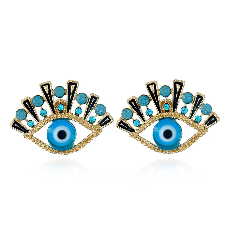 

Blue Eye Stud Earring for Women Statement Ethnic Crystal Earrings Ear Studs Party Wholesale Indian Jewelry Aretes 2018