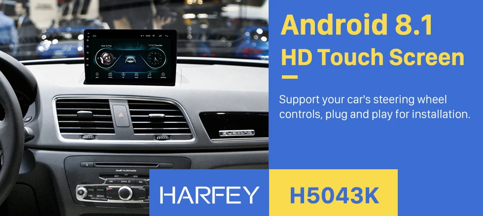 Harfey для AUDI Q3 2013- Android 8,1 " Bluetooth gps AutoNavi радио Поддержка 3g wifi заднего вида DAB+ DVR цифровой ТВ SWC OBD2