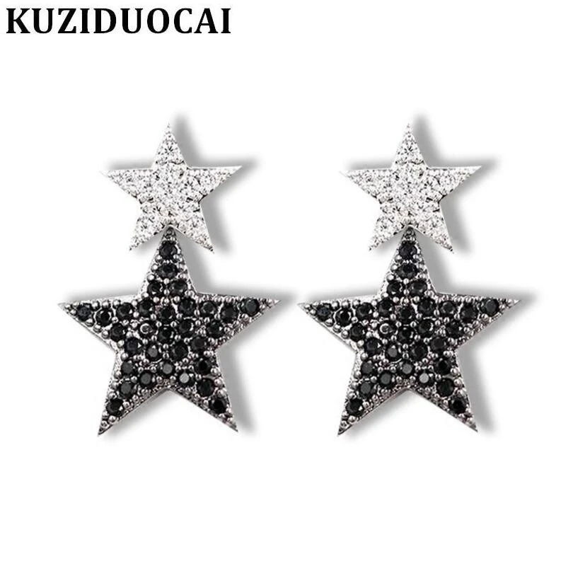 Kuziduocai новые модные ювелирные изделия полные стразы медные эффектные звезды