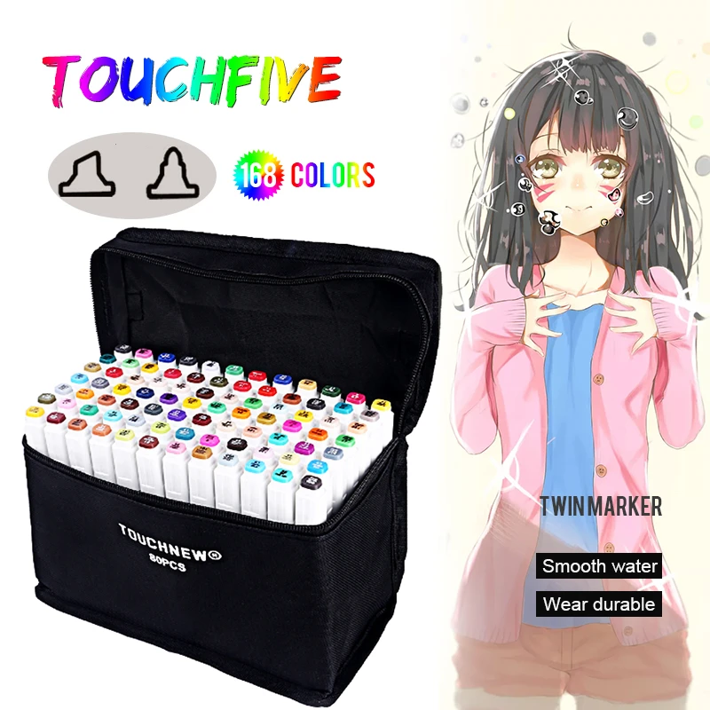 TOUCHFIVE 30/40/60/80/168 цвета художественные Маркеры Набор для рисования манга