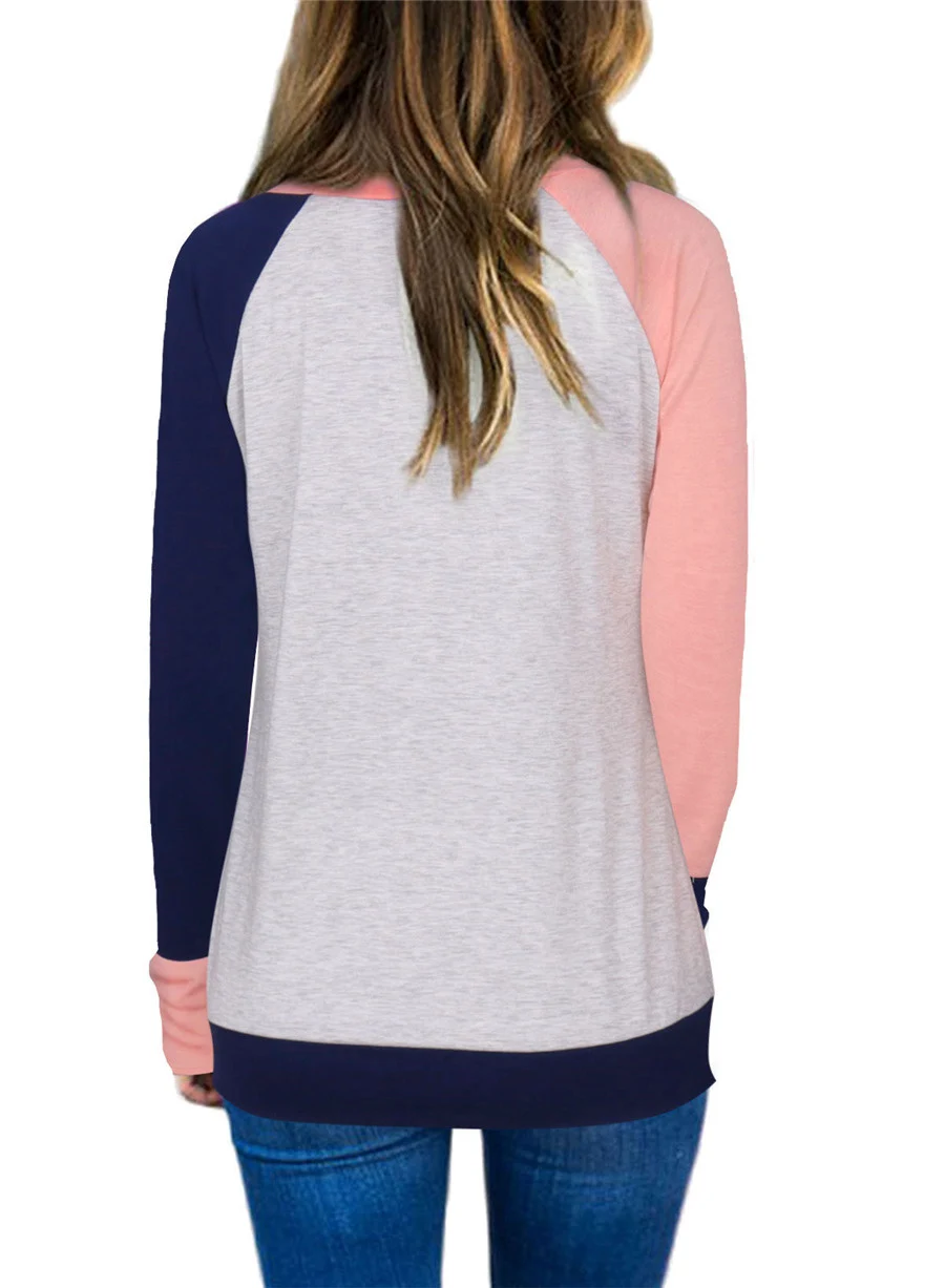 Gladiolus Hot Fashion Patchwork T Shirt Women 2018 Long Sleeve O-Neck Pocket Style Women Tops T-shirt Autumn Ladies Tee Shirts  (14)