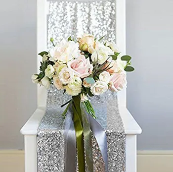 

Bling Sequin Table Cover Chair Tablecloth for Wedding Party Colorful home hotel Table Cloth Decoration Gold Silver 30X275CM