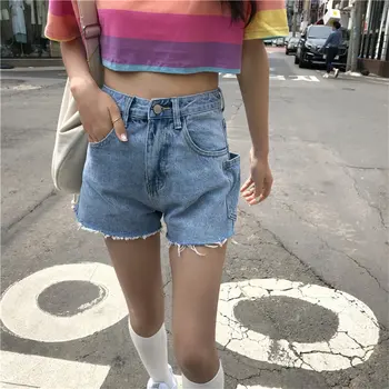 

Alien Kitty 2019 New Summer Korea Style Retro High Waist Shorts Women Fashion Streetwear Solid Plus Sexy Color-Hit Short Jeans