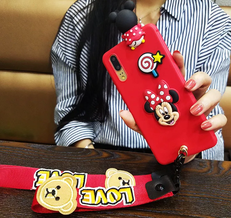 For Huawei P20 3D minnie case Cute Bear Doraemon Soft back cover for Hauwei / lite (nove 3e) pro cases + straps |