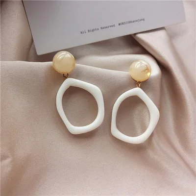 

New earrings female Korean style temperament wild irregular geometric acrylic resin earrings earrings