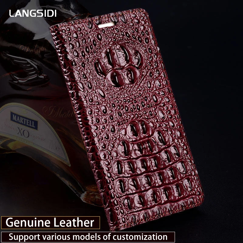 

Luxury Genuine Leather flip Case For Samsung S8 case 3D Crocodile back texture soft silicone Inner shell phone cover