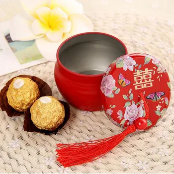 

Chinese Traditional Double Happiness Chocolate Tassel Boxes Candy Box For Wedding Favor and Gift Decoration