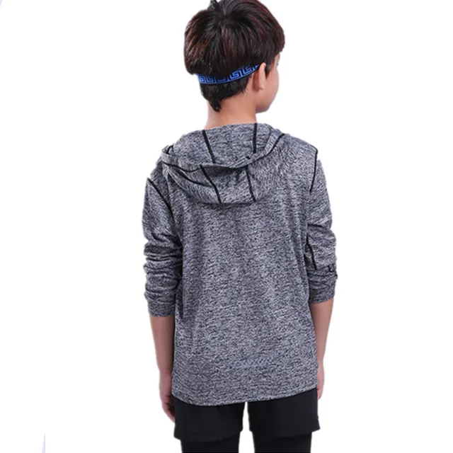 2018 Boys Fitness Jacket For Long Sleeve Coats Hoodied Autumn Spring kids Jackets Quick Dry Zipper Workout Tops Gyms Clothing