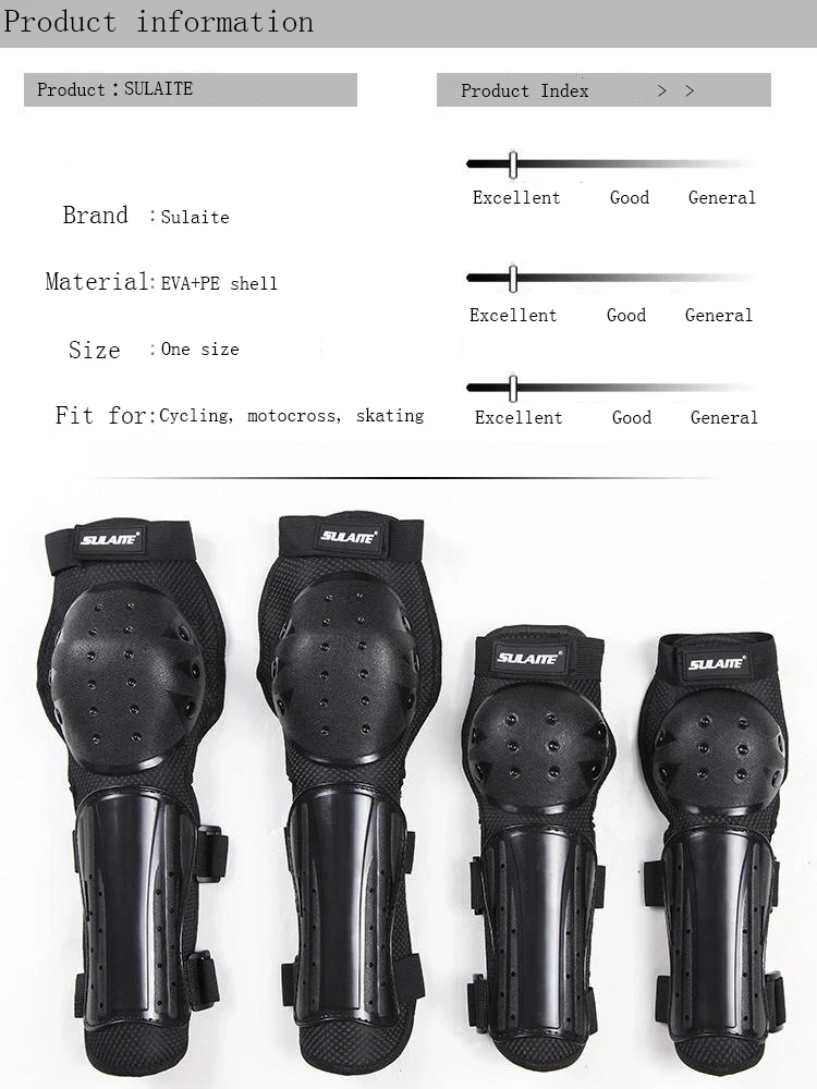 Sulaite 4 шт. мотоциклетные наколенники для мотокросса защита голени защитные шестерни для катания на лыжах катание на коньках гоночная езда